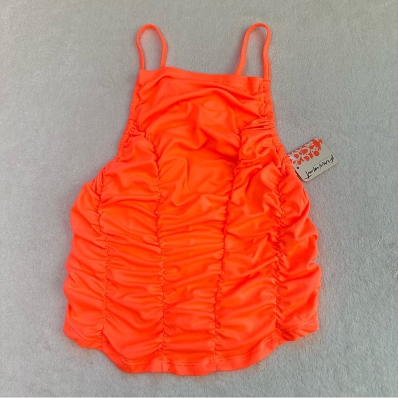 NWT Free People Movement Shirr Enough Tank in Neon Coral - Picture 9 of 16